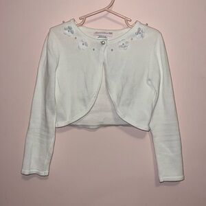Girls cropped white cardigan